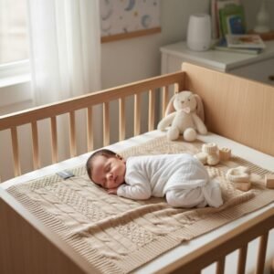 Manta Bebe tejida 100% algodon - Beige