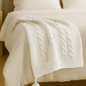 Manta Tejida Pompon 100% algodon - Cruda