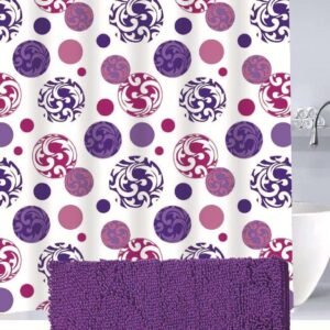 Set de Baño 14 piezas - cortina, ganchos y Alfombra Shaggy